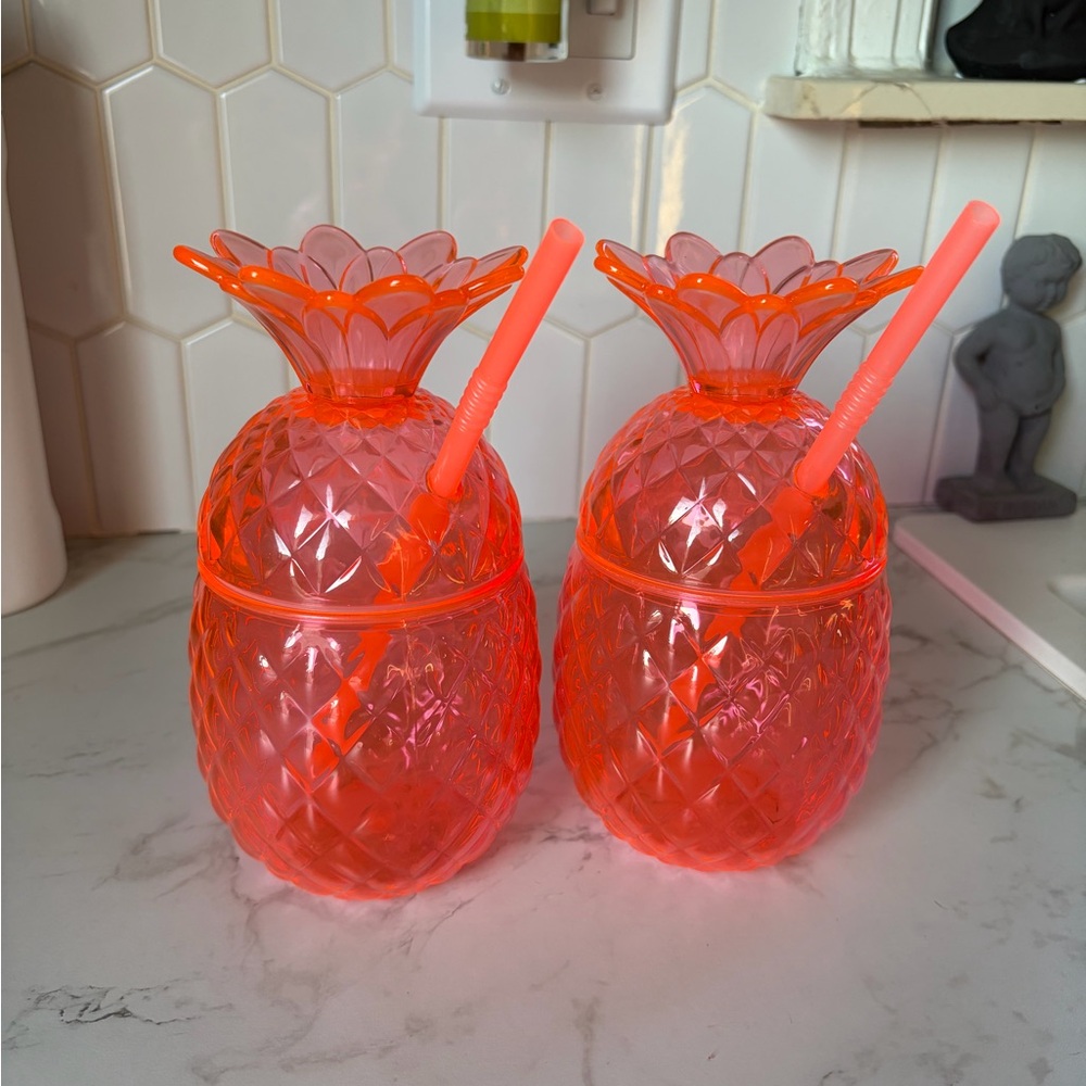 Pineapple Shaped Pink Drinkware Set